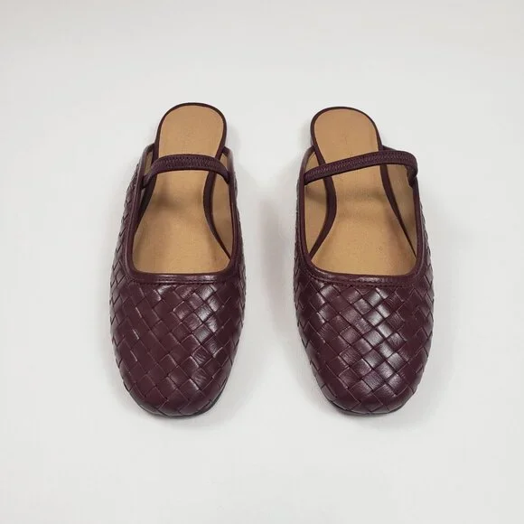 Madewell Burgundy Woven Leather Mary Jane Flats - Picture 2 of 16